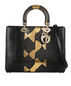 Lady Dior Large, Python, Black/Gold, MA1122, S, 2*
